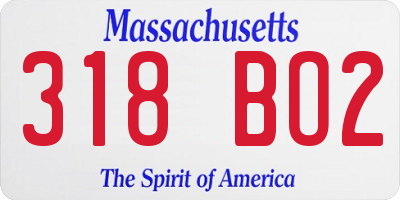 MA license plate 318BO2