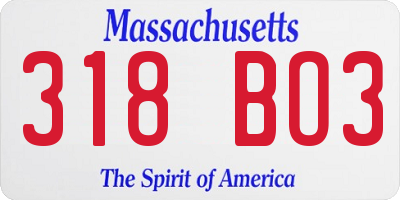 MA license plate 318BO3