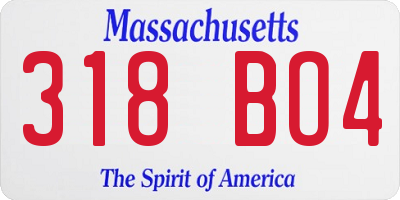 MA license plate 318BO4