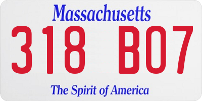 MA license plate 318BO7