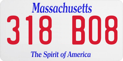 MA license plate 318BO8
