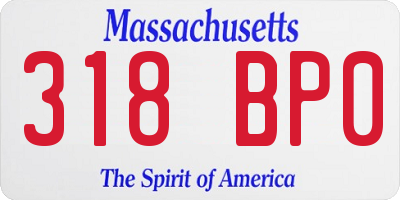 MA license plate 318BP0