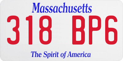 MA license plate 318BP6