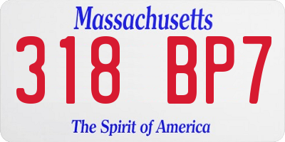 MA license plate 318BP7
