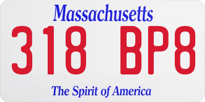 MA license plate 318BP8