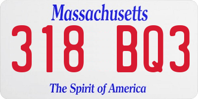 MA license plate 318BQ3