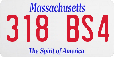 MA license plate 318BS4