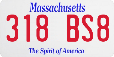 MA license plate 318BS8