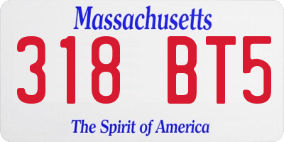 MA license plate 318BT5