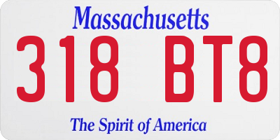 MA license plate 318BT8