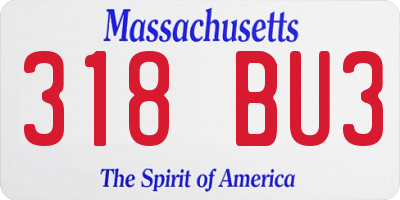 MA license plate 318BU3