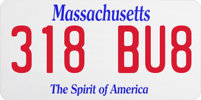 MA license plate 318BU8