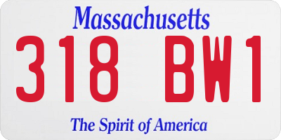 MA license plate 318BW1