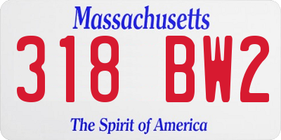 MA license plate 318BW2