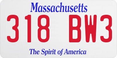 MA license plate 318BW3