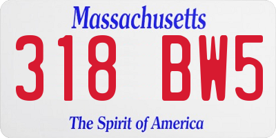 MA license plate 318BW5