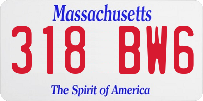 MA license plate 318BW6