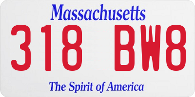 MA license plate 318BW8