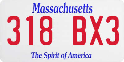 MA license plate 318BX3