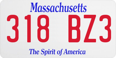 MA license plate 318BZ3