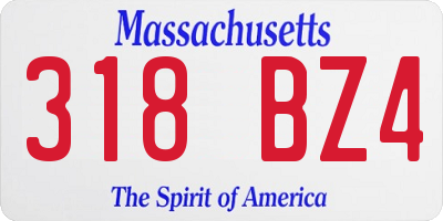 MA license plate 318BZ4