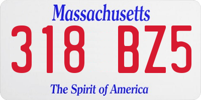 MA license plate 318BZ5