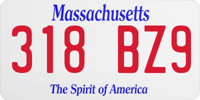 MA license plate 318BZ9