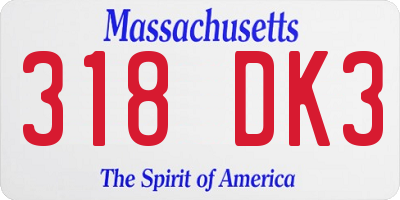 MA license plate 318DK3