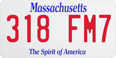 MA license plate 318FM7