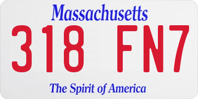 MA license plate 318FN7
