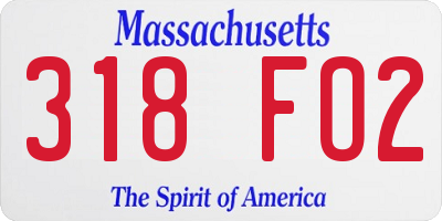 MA license plate 318FO2