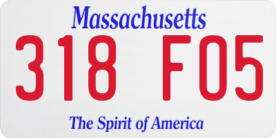 MA license plate 318FO5