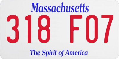 MA license plate 318FO7