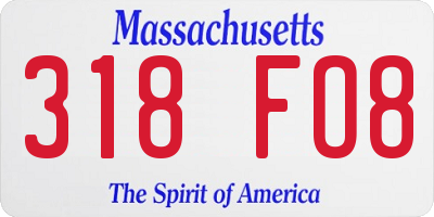 MA license plate 318FO8