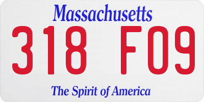 MA license plate 318FO9