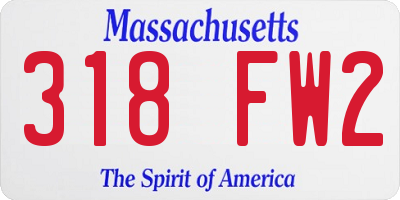 MA license plate 318FW2