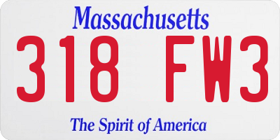 MA license plate 318FW3