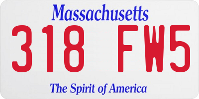 MA license plate 318FW5