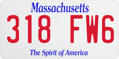 MA license plate 318FW6