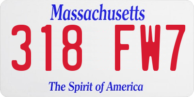 MA license plate 318FW7