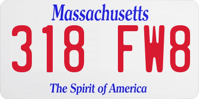MA license plate 318FW8