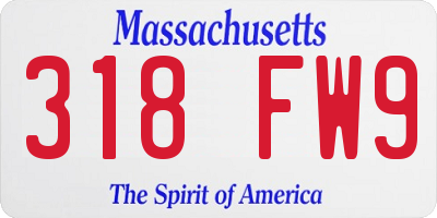 MA license plate 318FW9