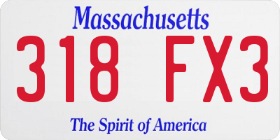 MA license plate 318FX3