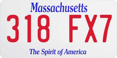 MA license plate 318FX7