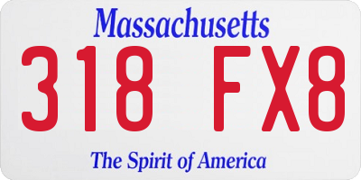 MA license plate 318FX8