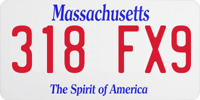 MA license plate 318FX9