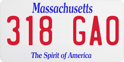 MA license plate 318GA0