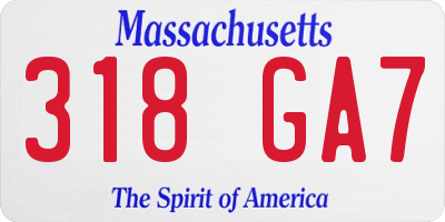 MA license plate 318GA7