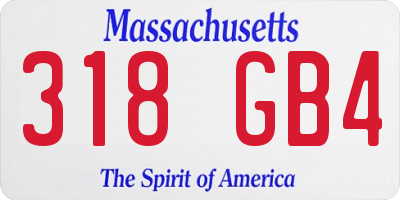 MA license plate 318GB4