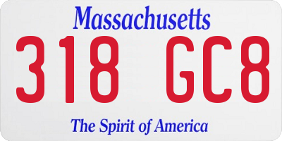 MA license plate 318GC8